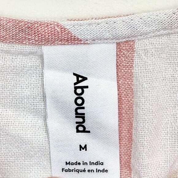 NWT Abound by Nordstrom Linen Blend Tank Top in Pink & White Cabana Stripe - M - Picture 3 of 6